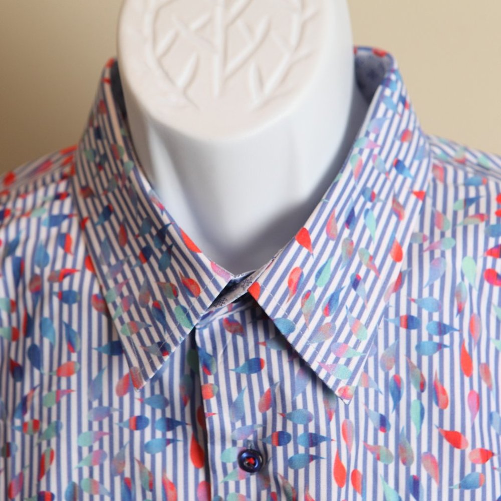 Paul Fredrick Men's multicolored l/s stretch performance Slim Fit shirt XL